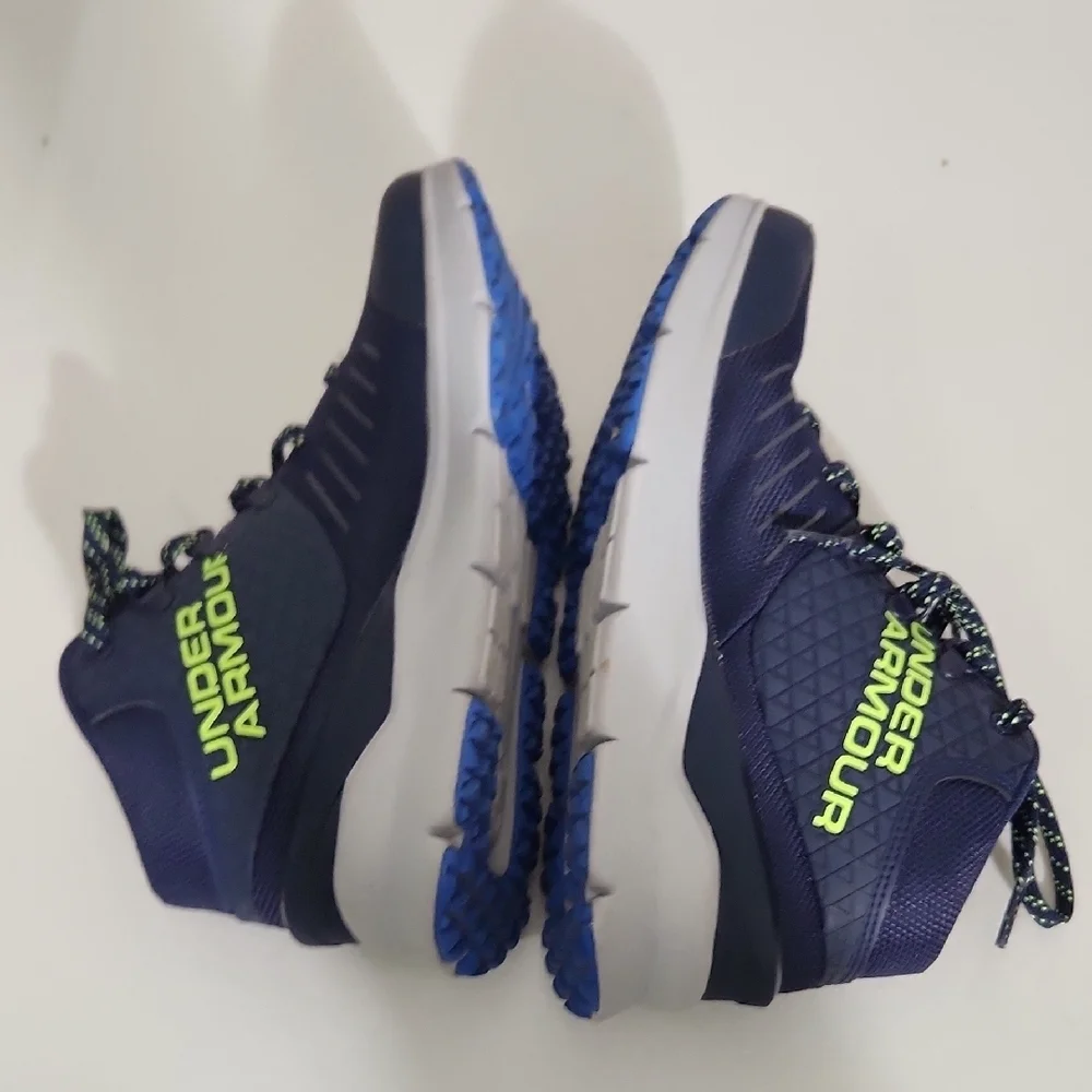 Under Armour Storm Sneakers High-Top Shoes Size 5Y Blue Green Gray